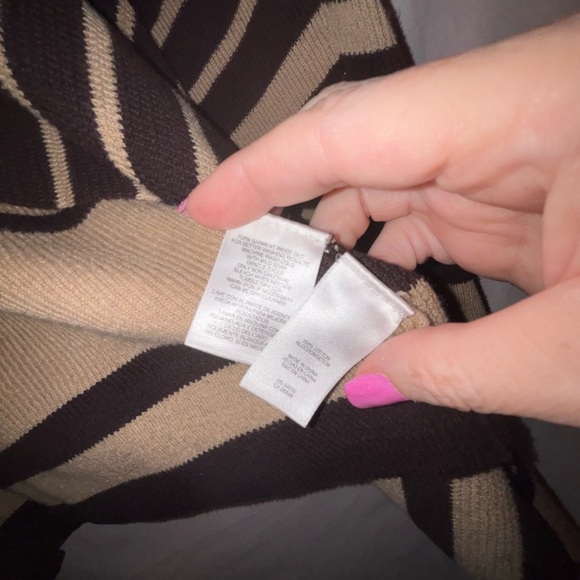 Jones New York Brown and Cream Striped Cardigan - Picture 3 of 9